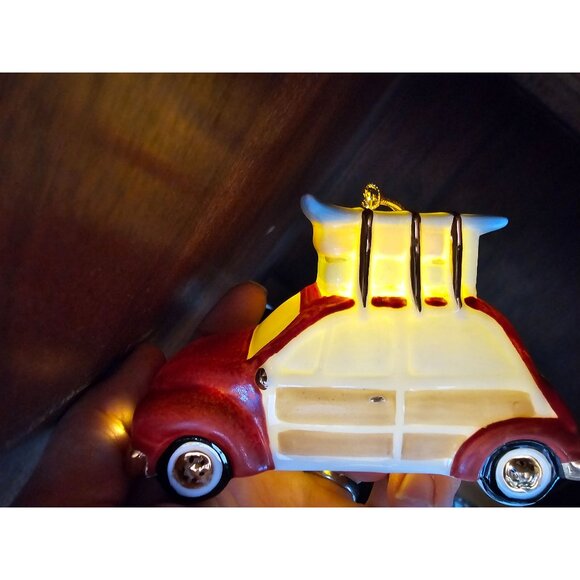 Lenox lit car porcelain skis ornament skier new Xmas tree - Picture 4 of 8